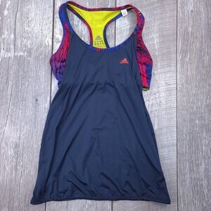 Adidas Tank Top Womens Small Navy Blue Adizero Built-in Bra Racerback W52716